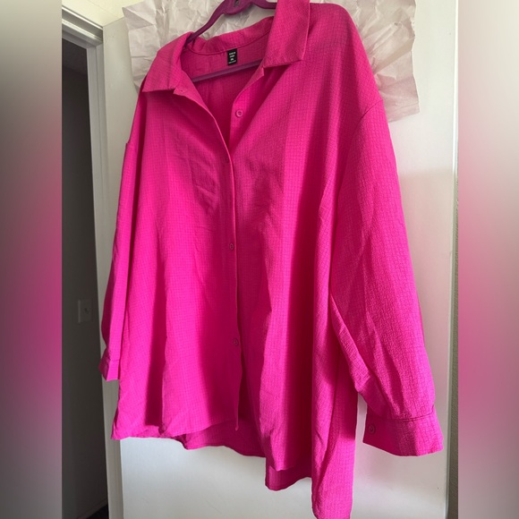 Shein Curve Oversized textured long sleeve button down blouse Sz 3x - Picture 3 of 7